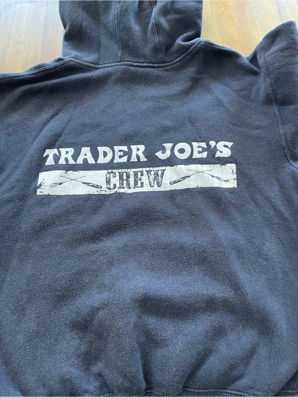 Trader Joe’s “Crew” Hoodie. Navy Blue.
Size Medium